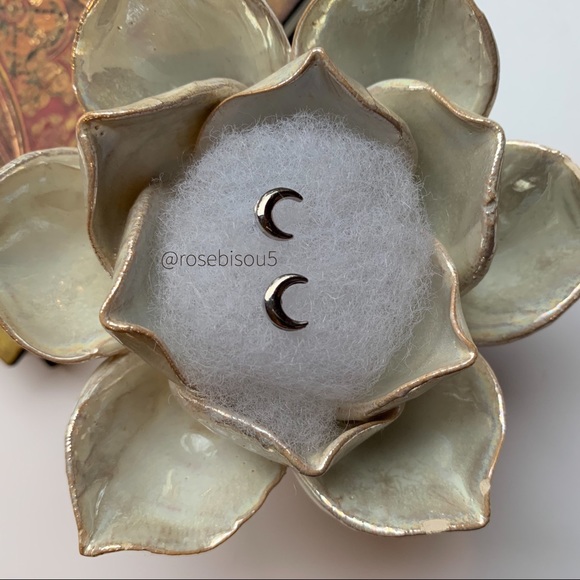 🌙🆕Boho Cresent Horn Silver Stud Earrings - Picture 7 of 8